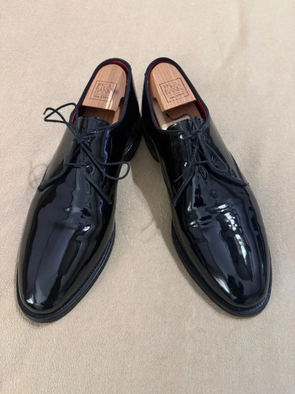 MENS BLACK PATENT LEATHER SHOES SIZE 12